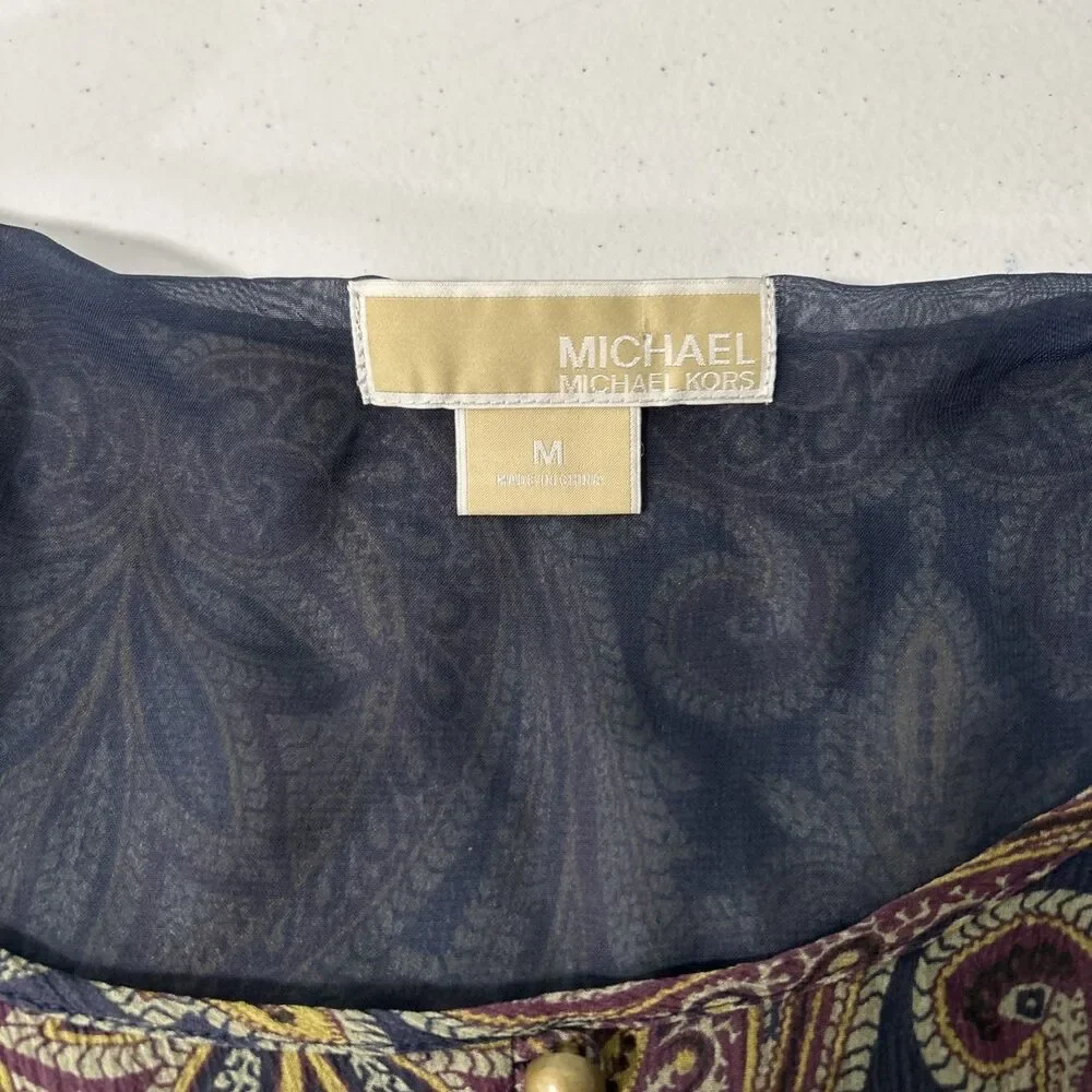 Michael Kors Babydoll Blouse Womens M Silk‎ Gypsy Handkerchief Hem Fairycore